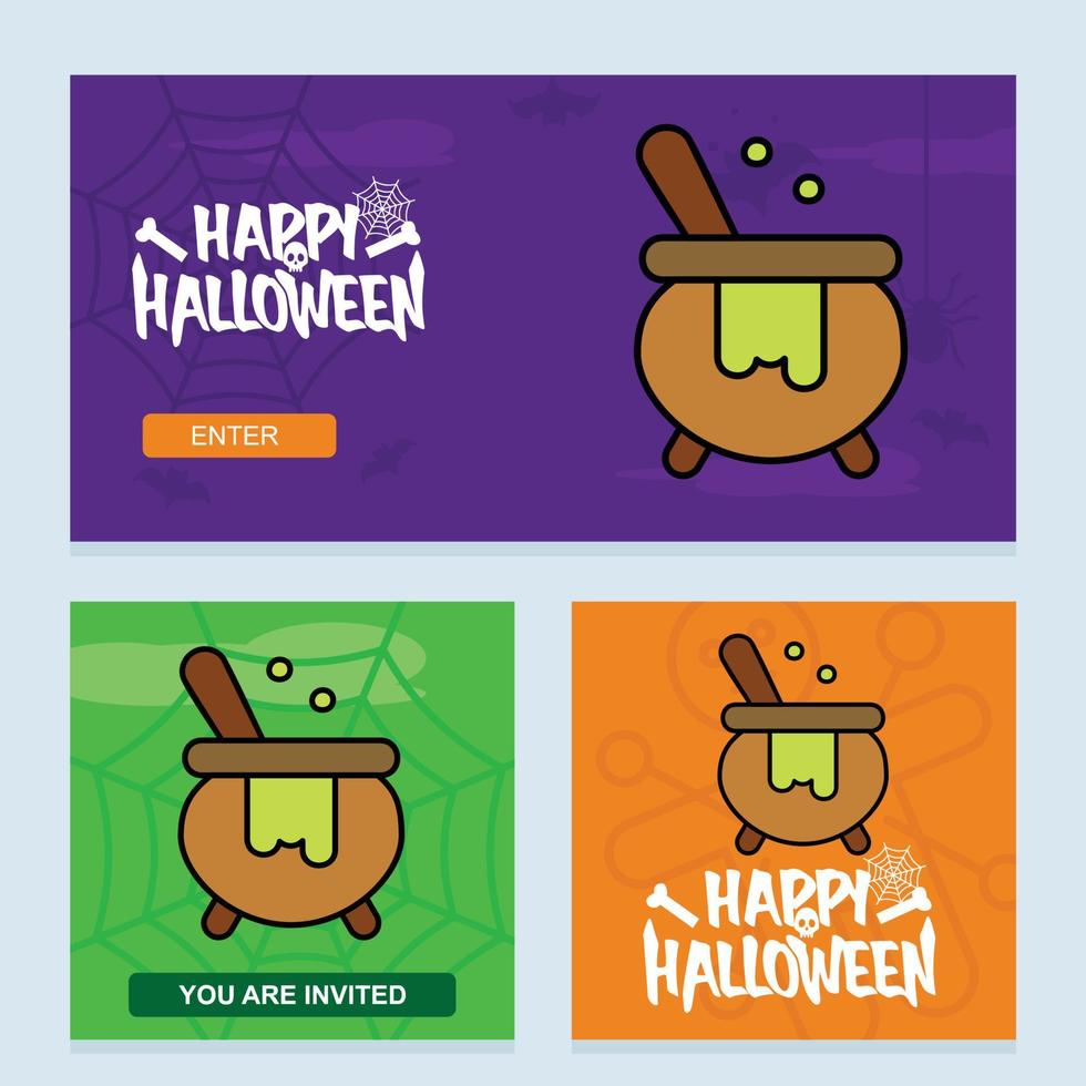 Happy Halloween invitation design with pot vector