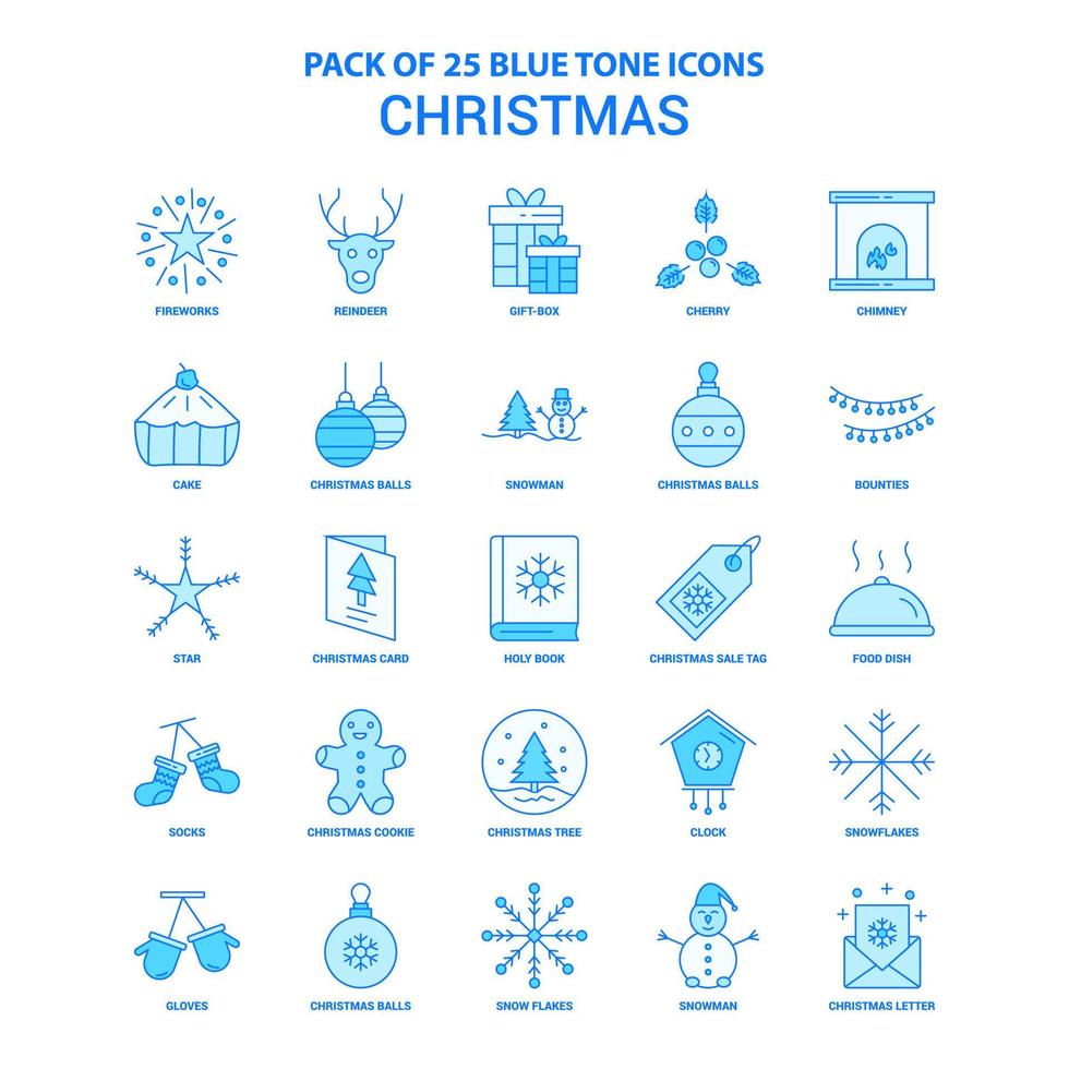 Christmas Blue Tone Icon Pack 25 Icon Sets vector