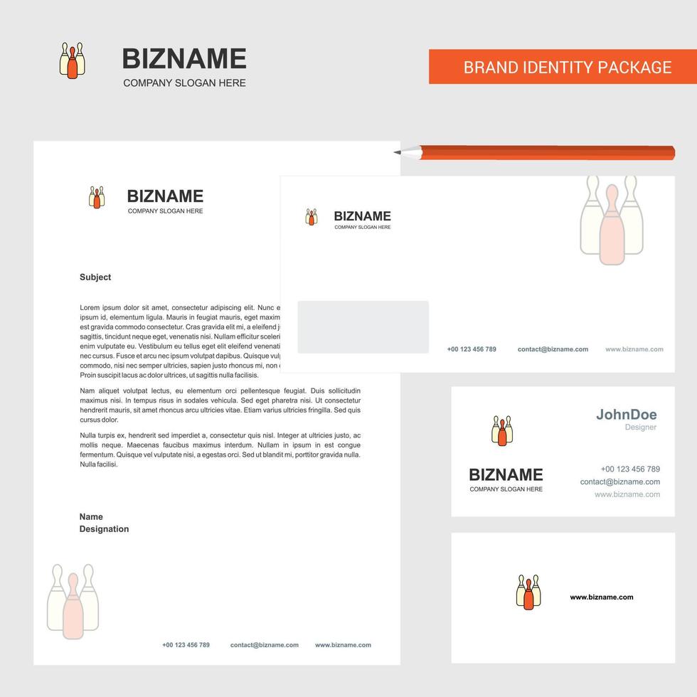 Bowling Business Letterhead Envelope and visiting Card Design vector template