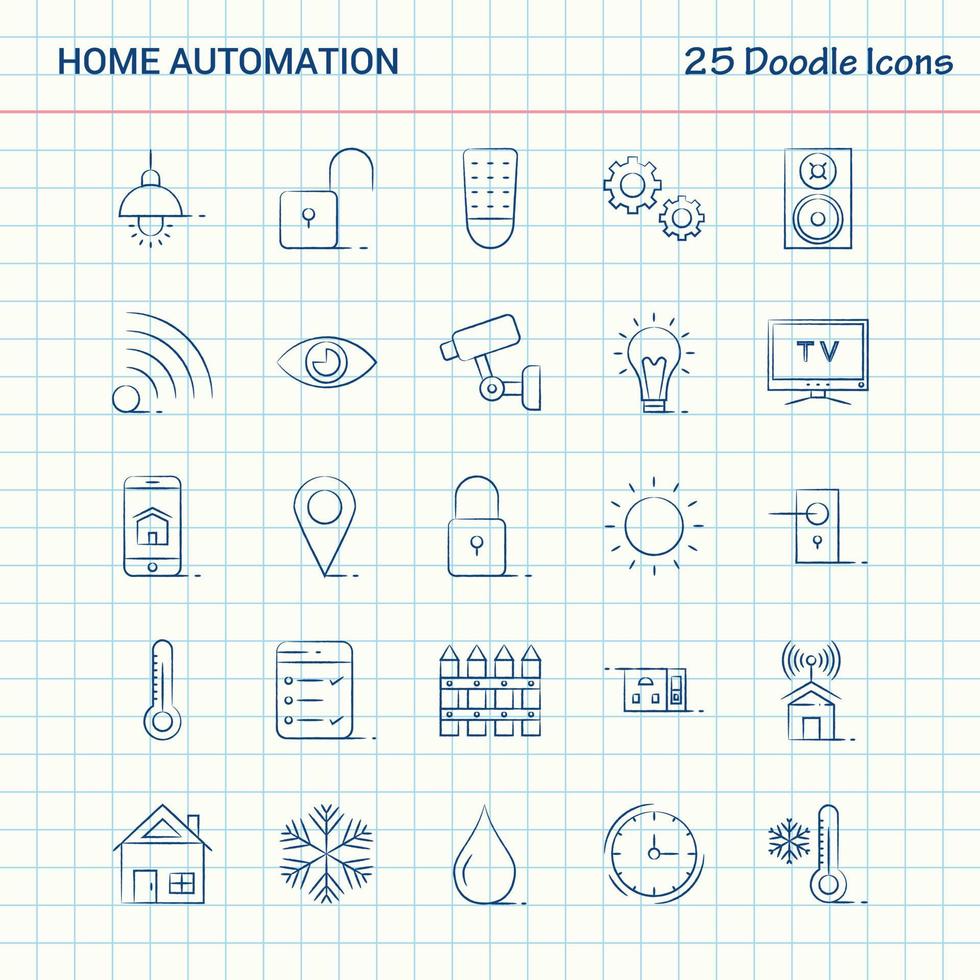 Home Automation 25 Doodle Icons Hand Drawn Business Icon set vector
