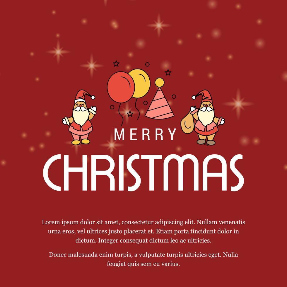 Merry Christmas card with red background and typography vector