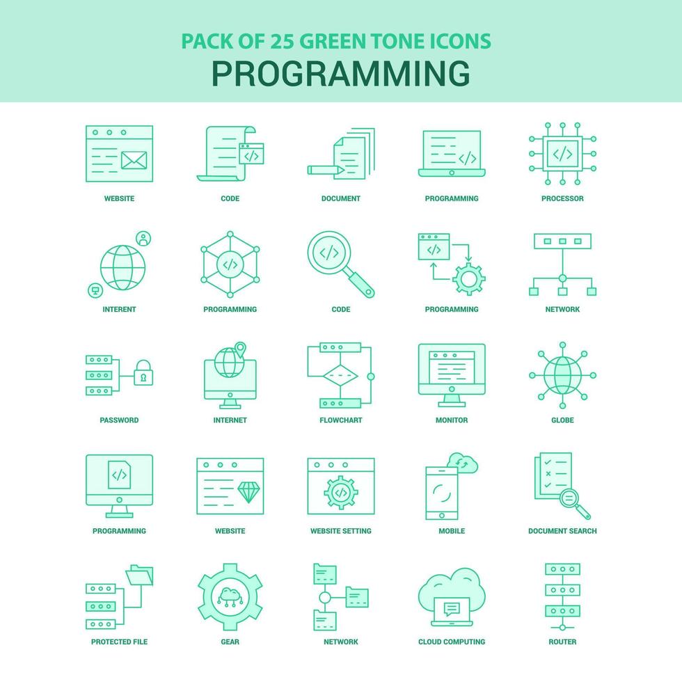 25 Green Programming Icon set vector