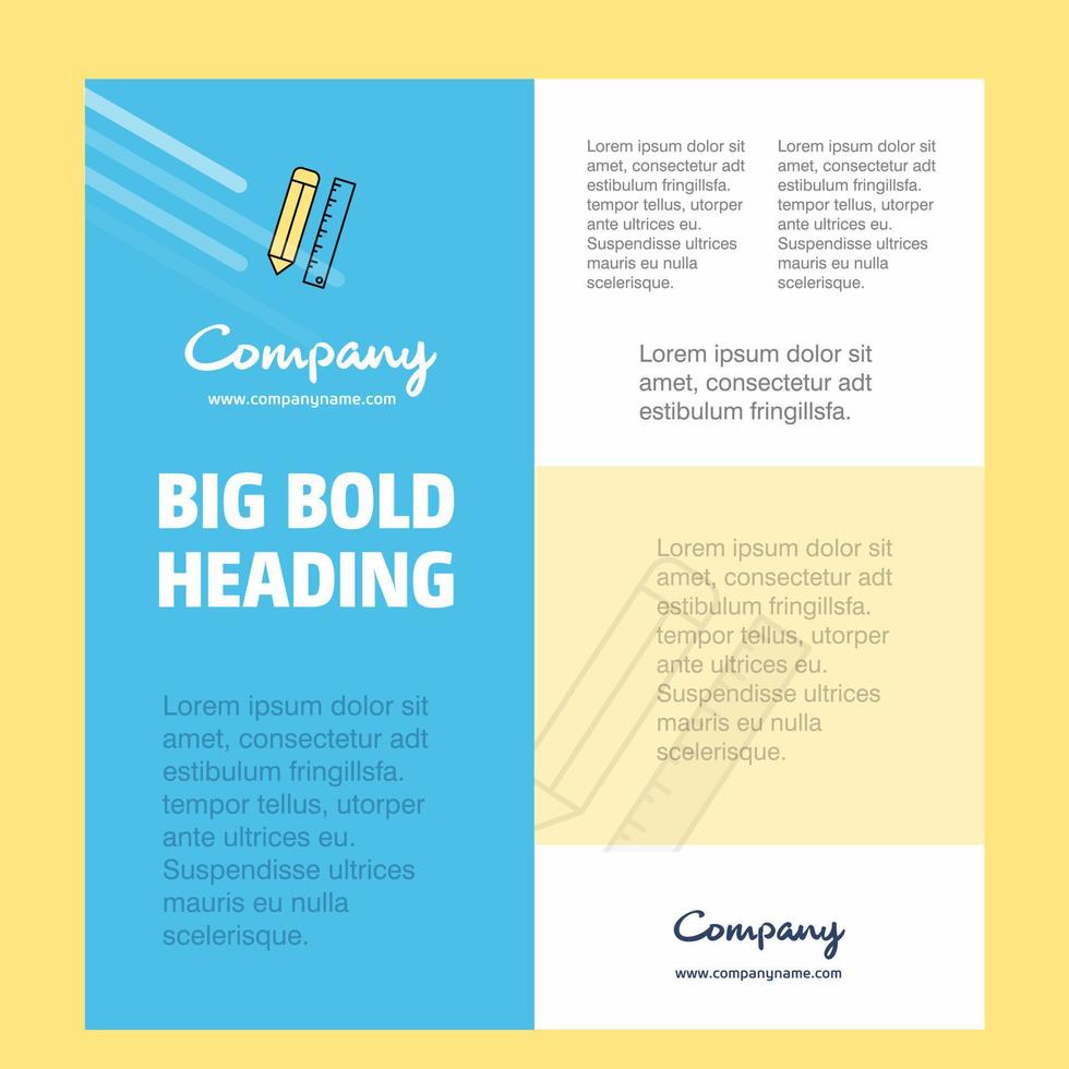 Pencil and scale Business Company Poster Template with place for text and images vector background