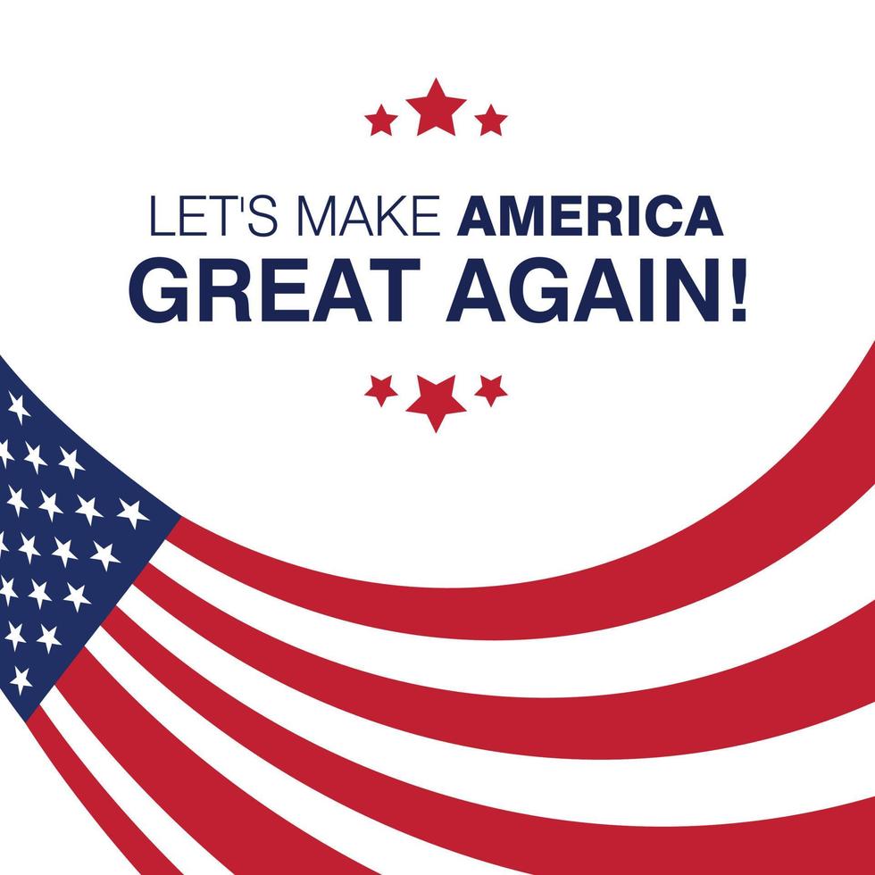 Lets make america great typography with flag design on background vector