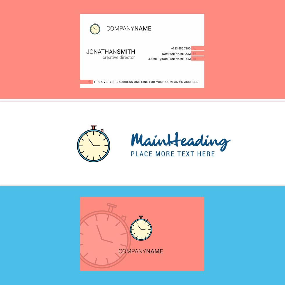Beautiful Stop watch Logo and business card vertical Design Vector
