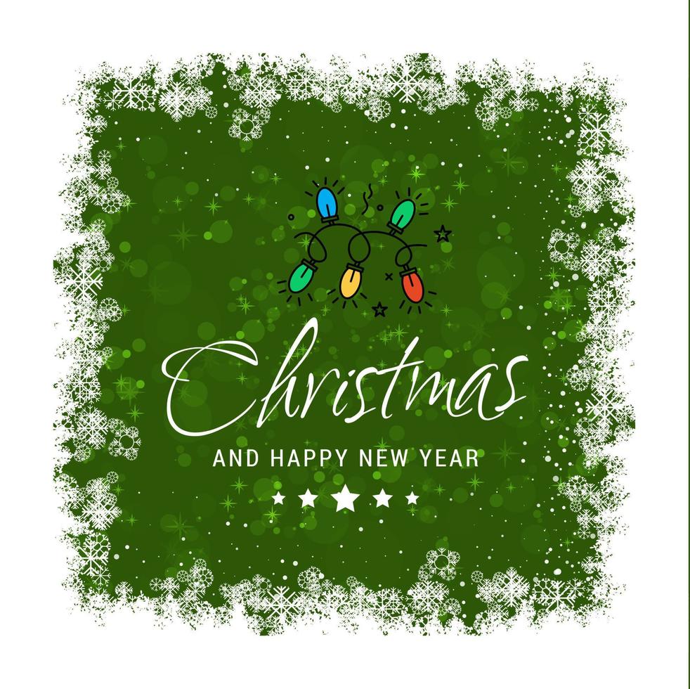 tarjeta de saludos de navidad con tipografía y vector de fondo verde