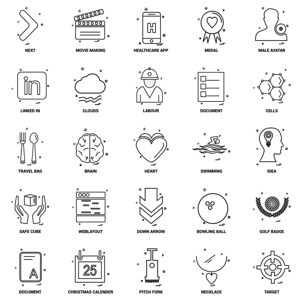 25 Business Concept Mix Line Icon set vector