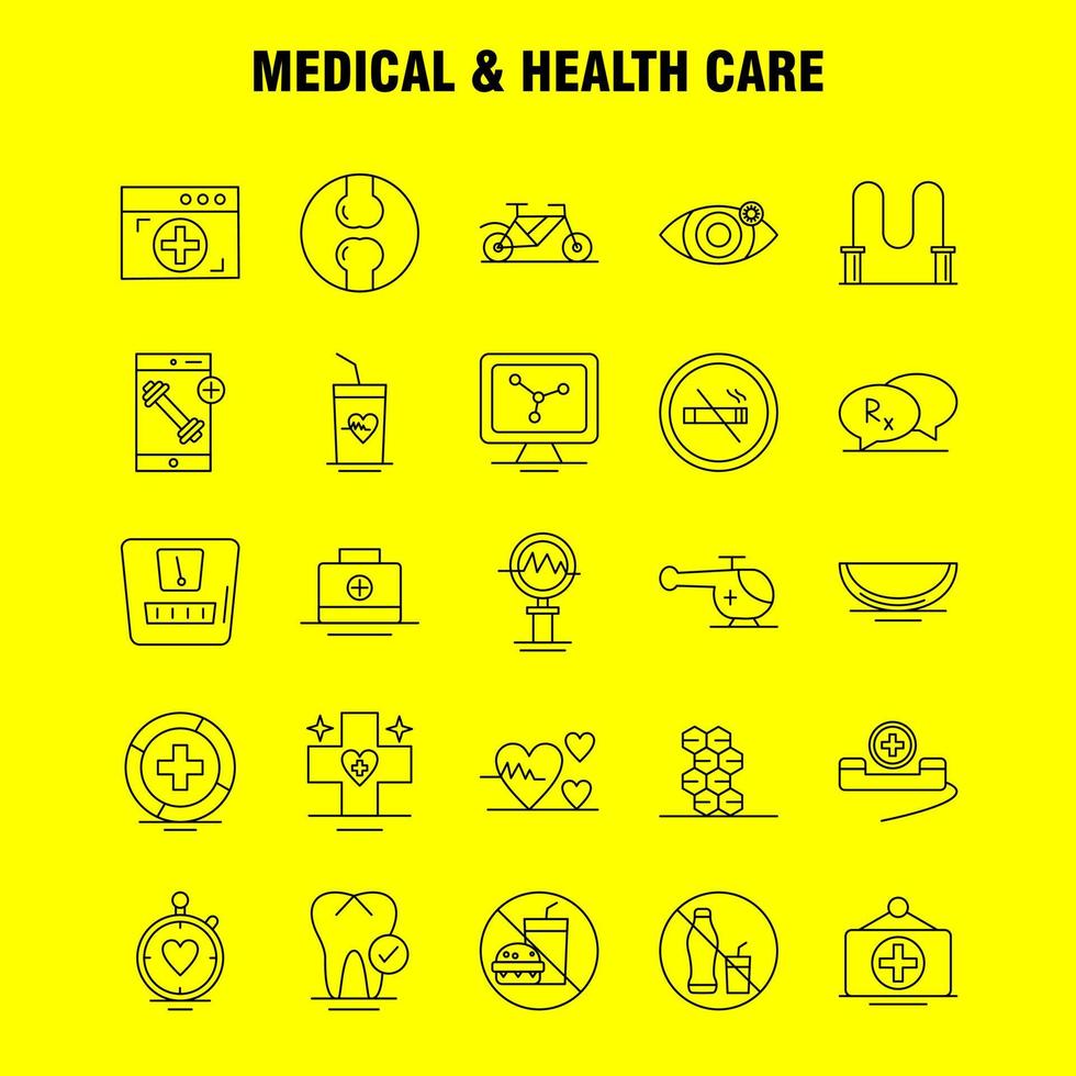 Medical And Health Care Line Icon for Web Print and Mobile UXUI Kit Such as Medical Health Bag Kid Healthcare No Smoking Medical Pictogram Pack Vector