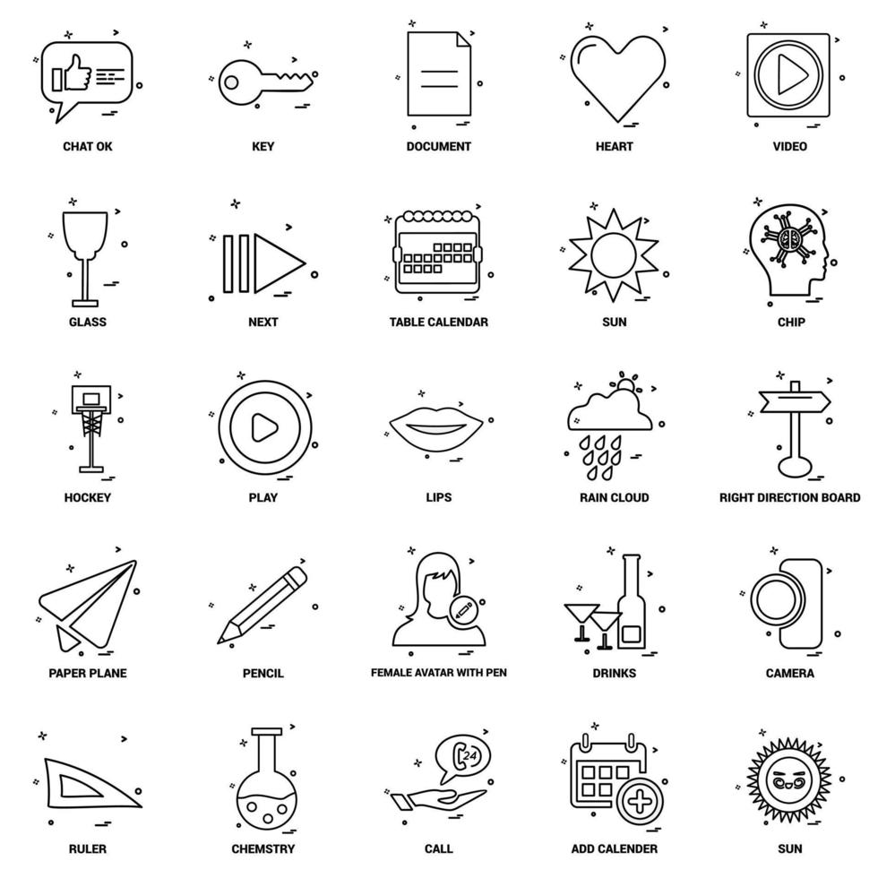 25 conjunto de iconos de línea de mezcla de concepto de negocio vector