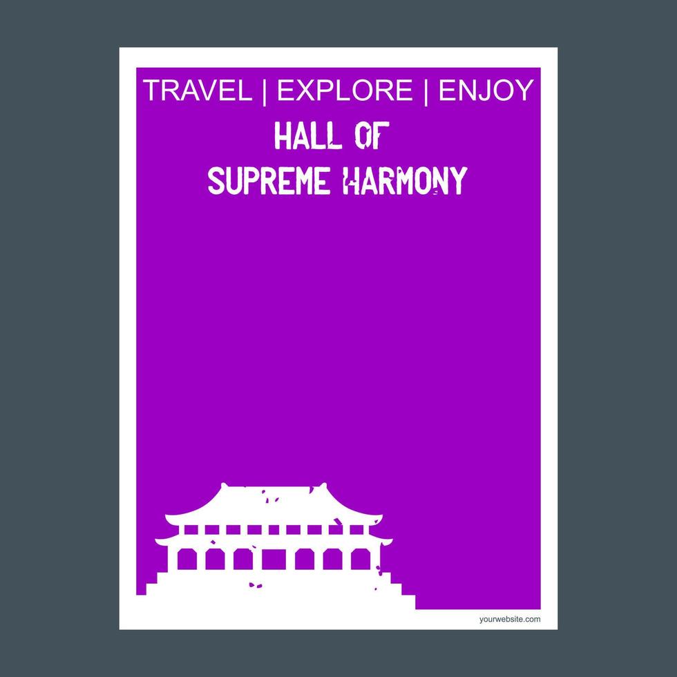 Hall of Supreme Harmony Beijing China monument landmark brochure Flat style and typography vector