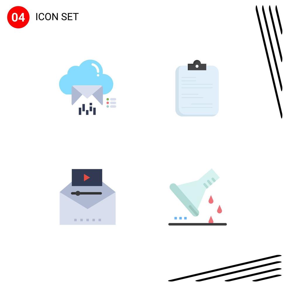 4 Creative Icons Modern Signs and Symbols of cloud document data medical popular video Editable Vector Design Elements