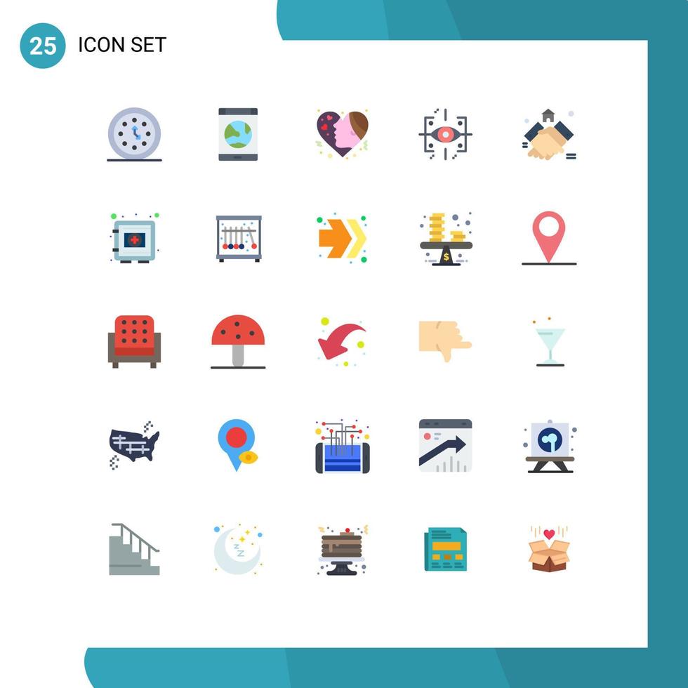 Mobile Interface Flat Color Set of 25 Pictograms of future advanced online love girl Editable Vector Design Elements