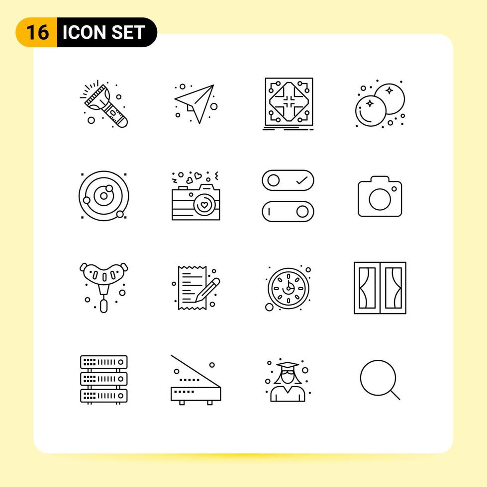 Outline Pack of 16 Universal Symbols of planetary system thanksgiving infrastructure fruit berry Editable Vector Design Elements