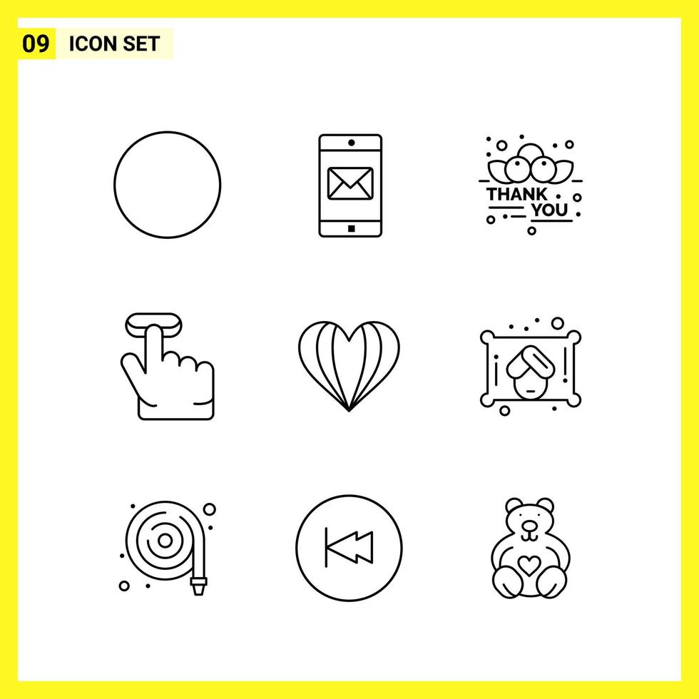 9 Icon Set Simple Line Symbols Outline Sign on White Background for