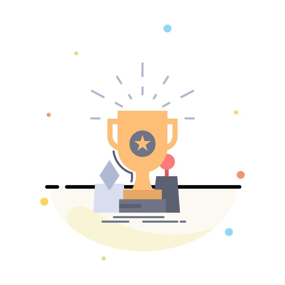 Achievement award cup prize trophy Flat Color Icon Vector