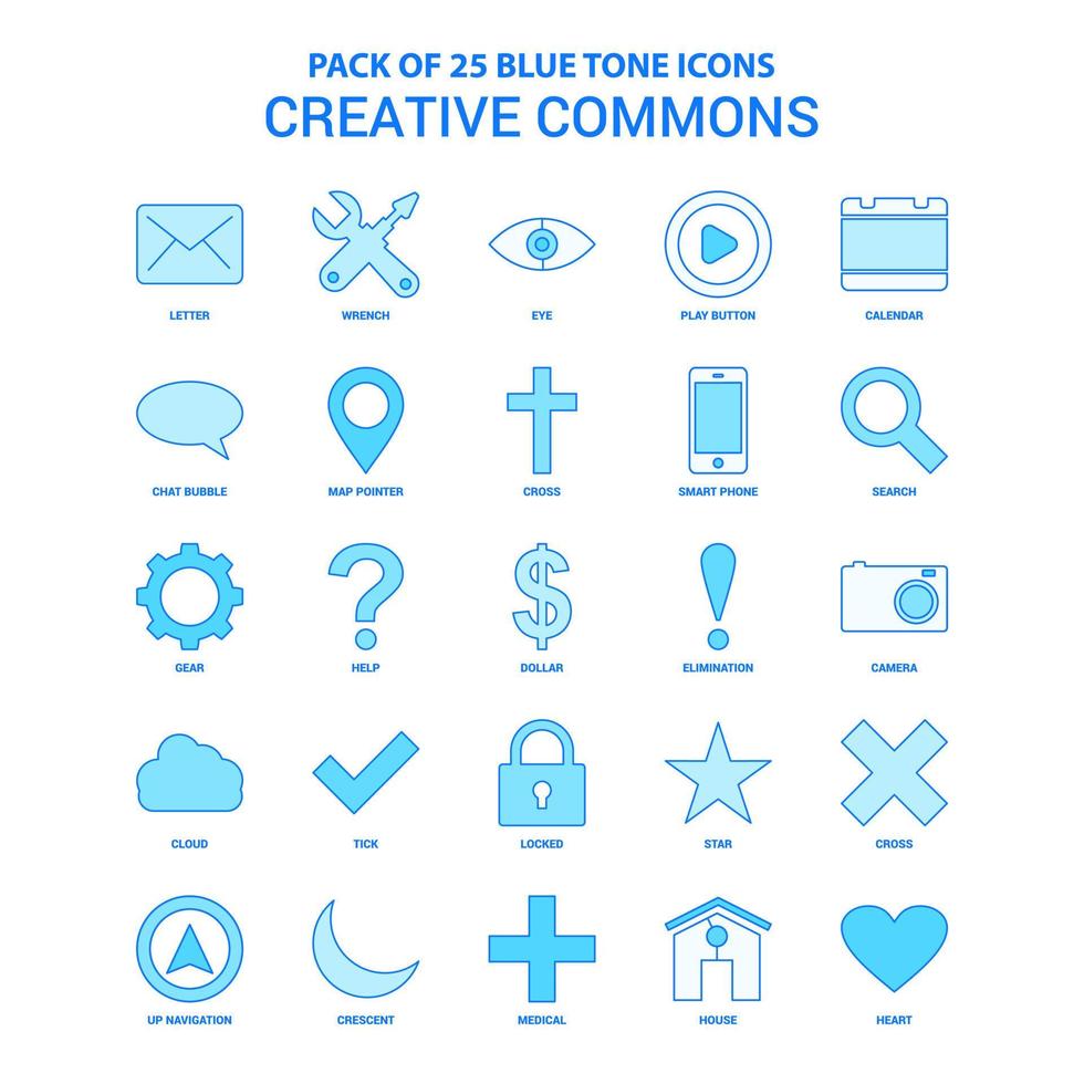 Creative Commons Blue Tone Icon Pack 25 Icon Sets vector