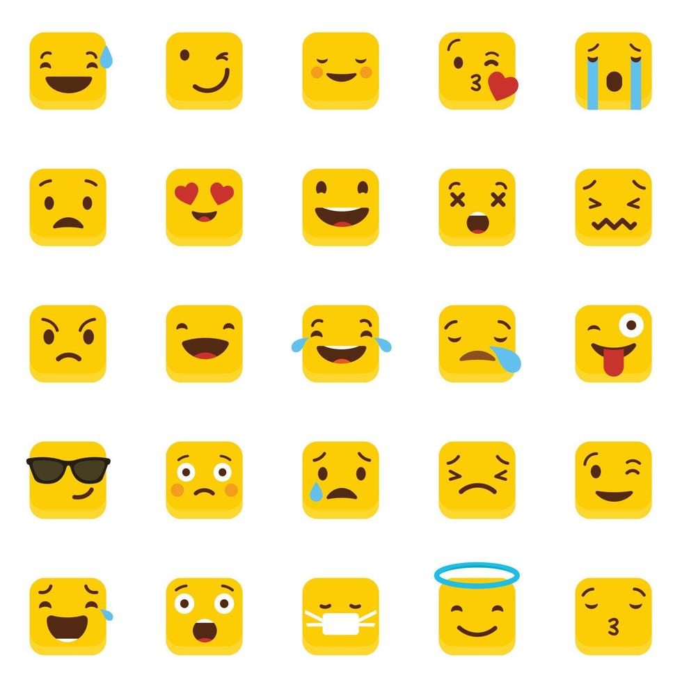 Set of Yellow square emojis design vector