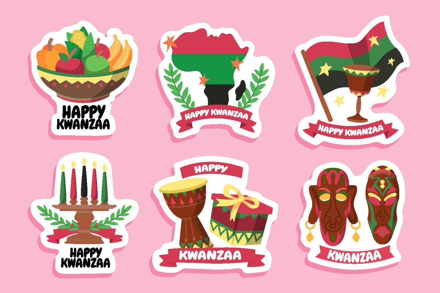 Kwanzaa Day Sticker Label Template Collection vector