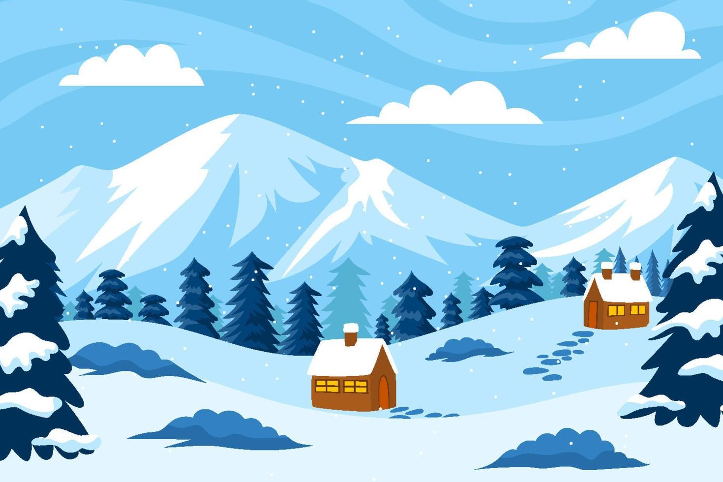 fondo de paisaje de paisaje de invierno azul vector