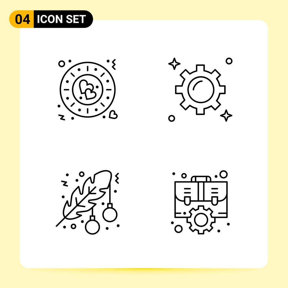 4 Creative Icons for Modern website design and responsive mobile apps 4 Outline Symbols Signs on White Background 4 Icon Pack Creative Black Icon vector background