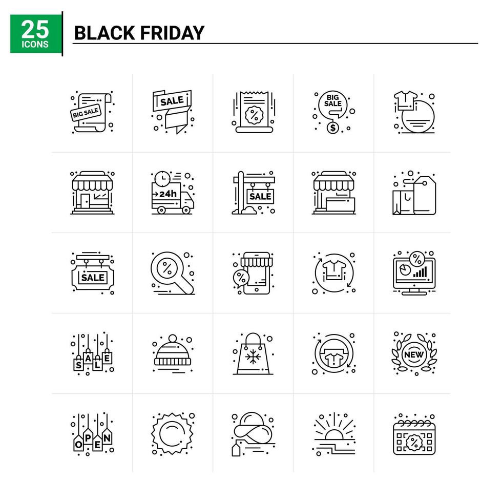 25 Black Friday icon set vector background