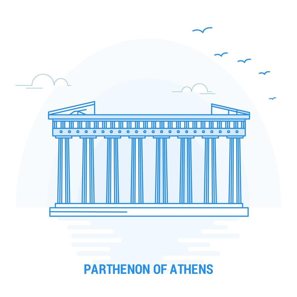 PARTHENON OF ATHENS Blue Landmark Creative background and Poster Template vector