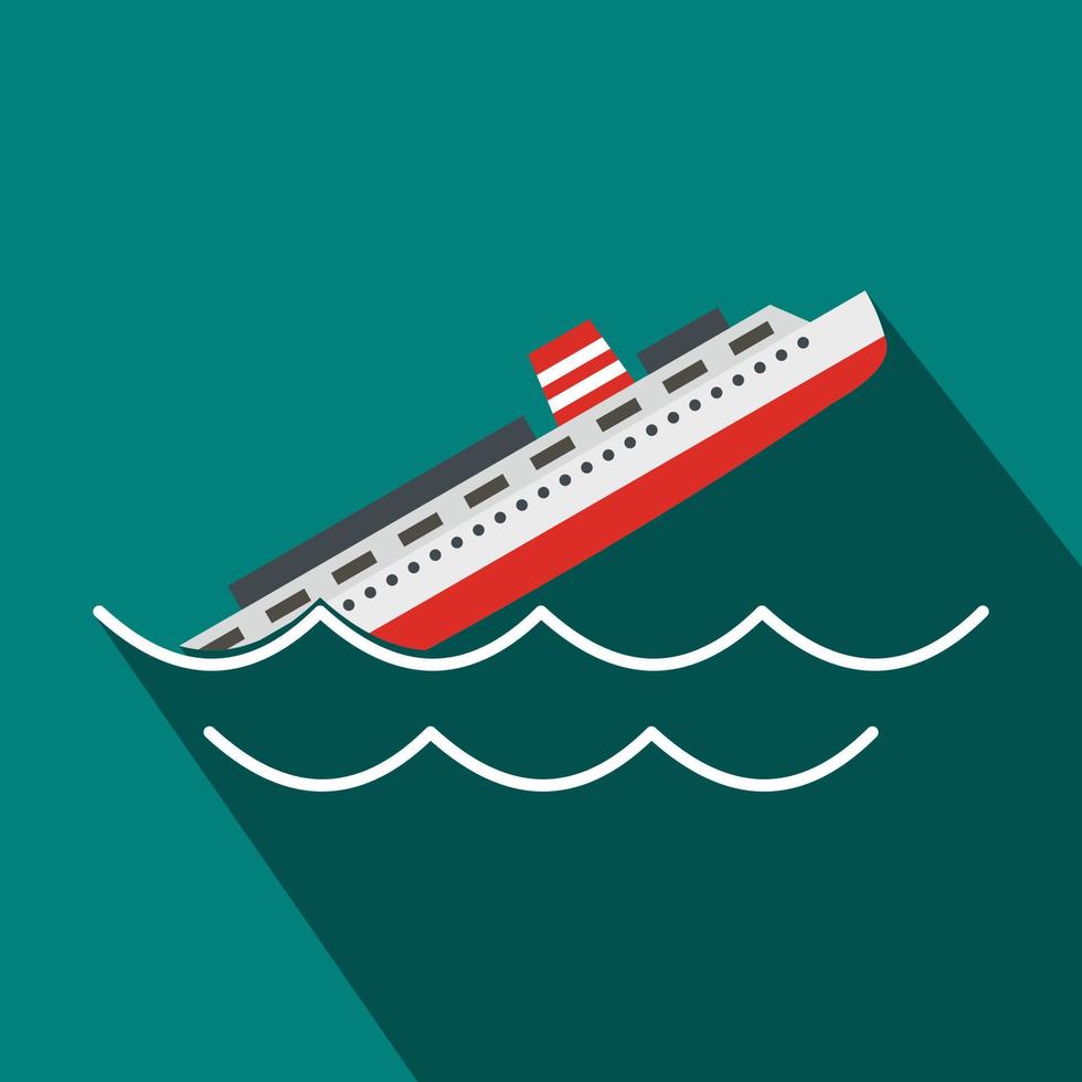 Sinking ship icon, flat style vector