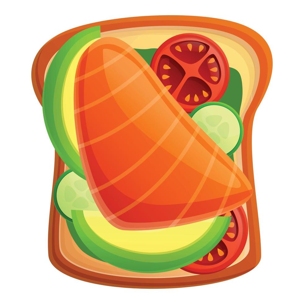 Toast red fish icon, cartoon style vector