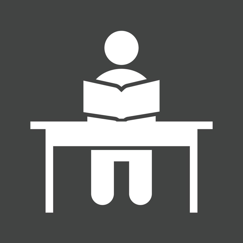 Sitting in class Glyph Inverted Icon vector