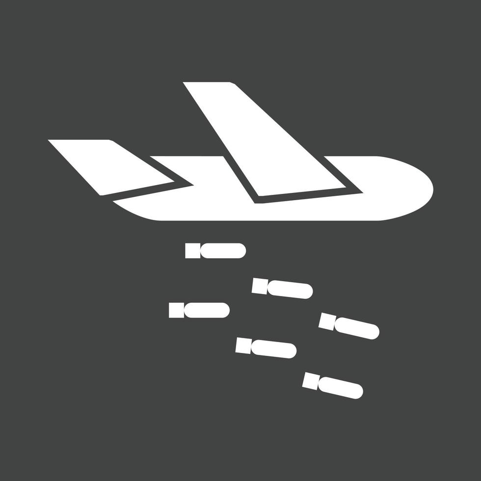 Plane dropping missiles Glyph Inverted Icon vector