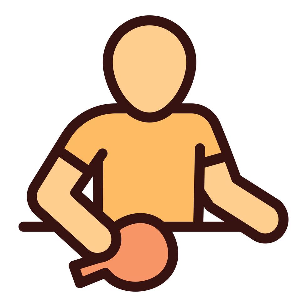 vector de contorno de icono de jugador de tenis de mesa. ping pong