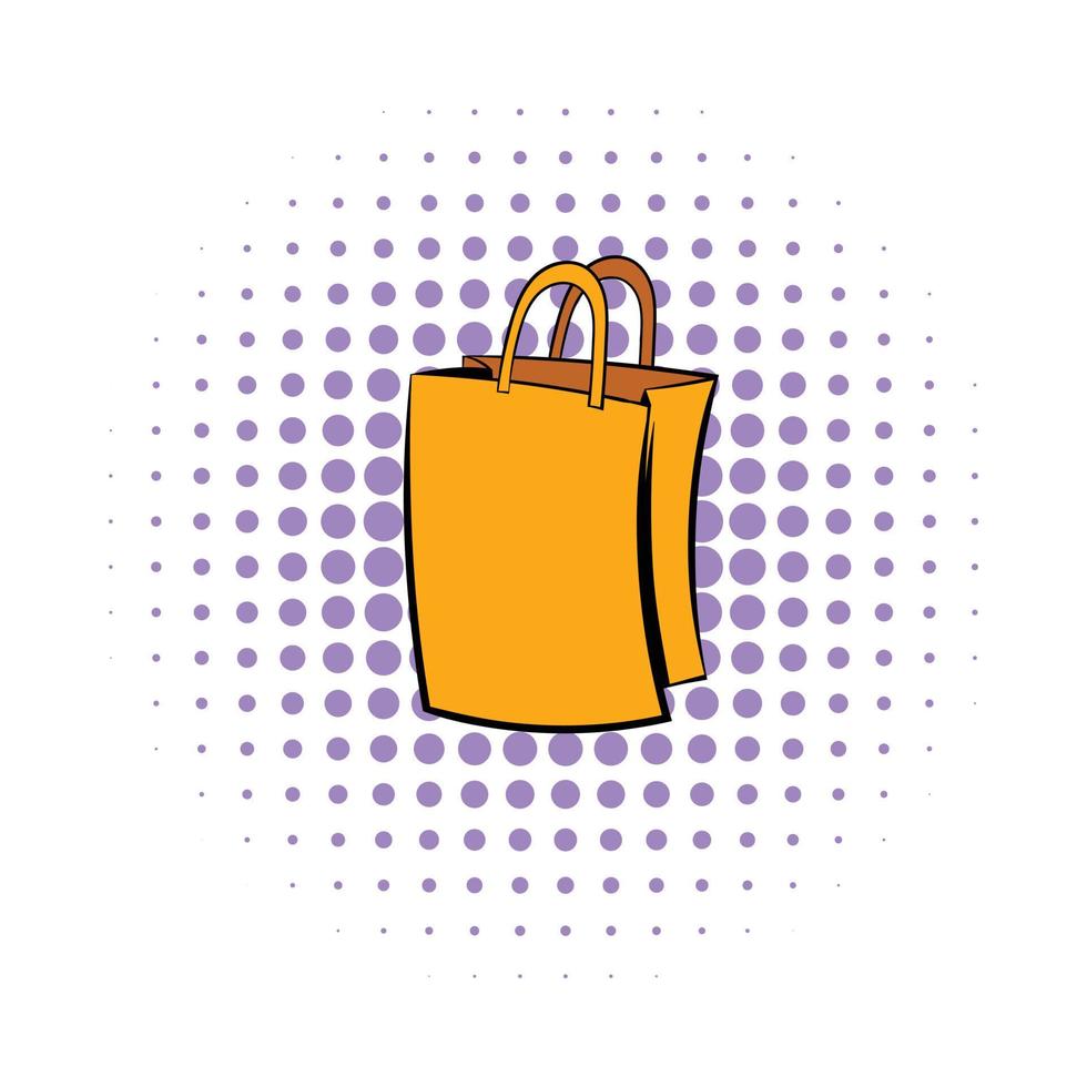 icono de bolsa de compras de papel, estilo cómic vector