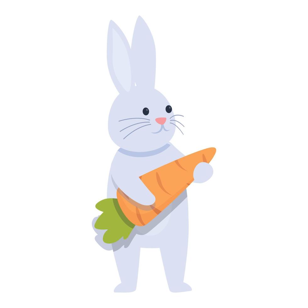 conejo de pascua con vector de dibujos animados de icono de zanahoria. conejito lindo