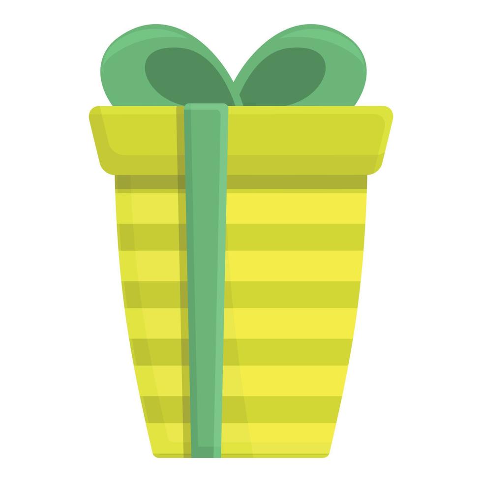 Green gift box icon cartoon vector. Christmas present vector