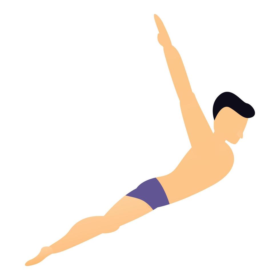 Boy pool jumping icon, cartoon style vector