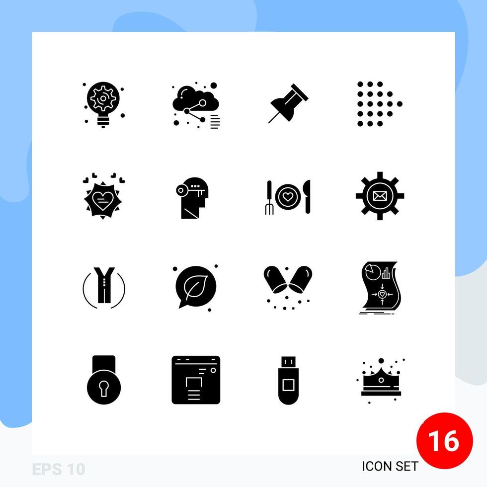 Stock Vector Icon Pack of 16 Line Signs and Symbols for heart card paper love right Editable Vector Design Elements