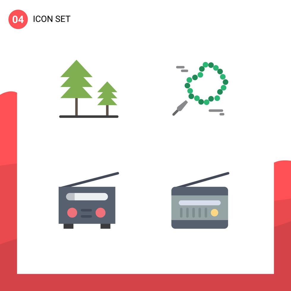 Stock Vector Icon Pack of 4 Line Signs and Symbols for cypress user bead device fm radio Editable Vector Design Elements