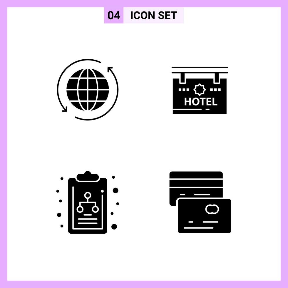4 Icons in Solid Style Glyph Symbols on White Background Creative Vector Signs for Web mobile and Print Creative Black Icon vector background