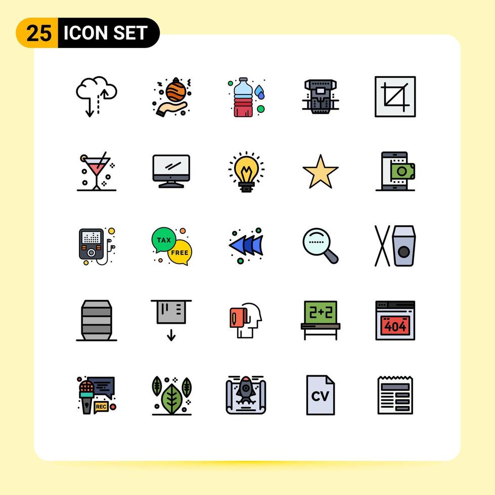 25 User Interface Filled line Flat Color Pack of modern Signs and Symbols of interface crop water cryotherapy cryogenic Editable Vector Design Elements