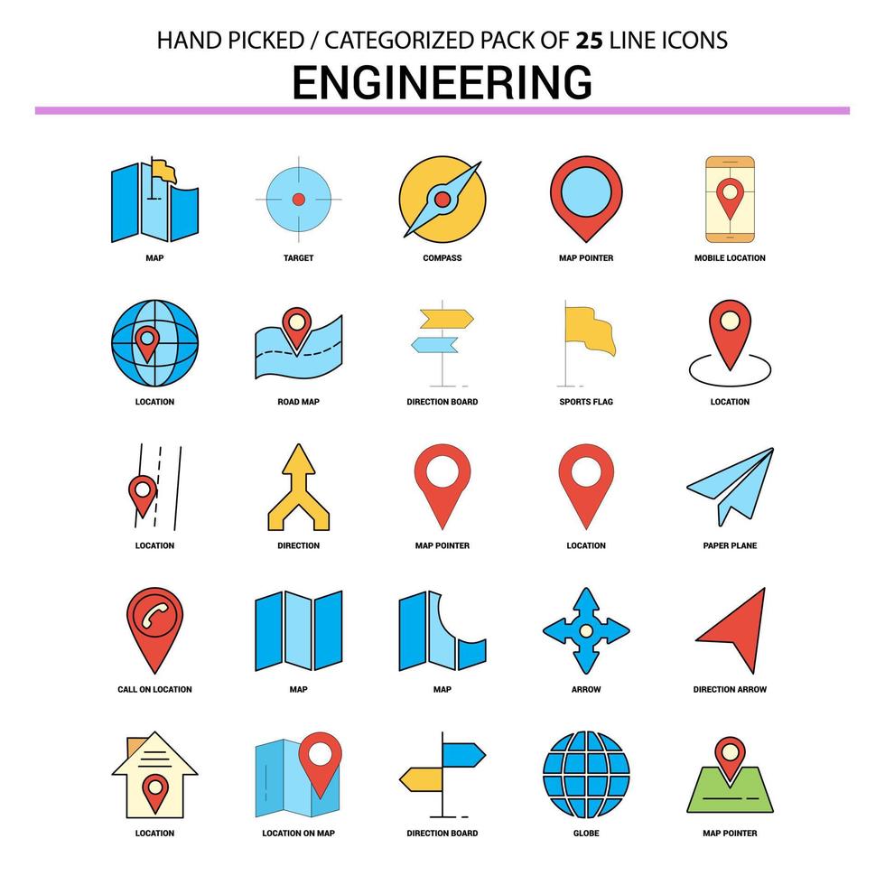 Engineering Flat Line Icon Set Business Concept Icons Design vector