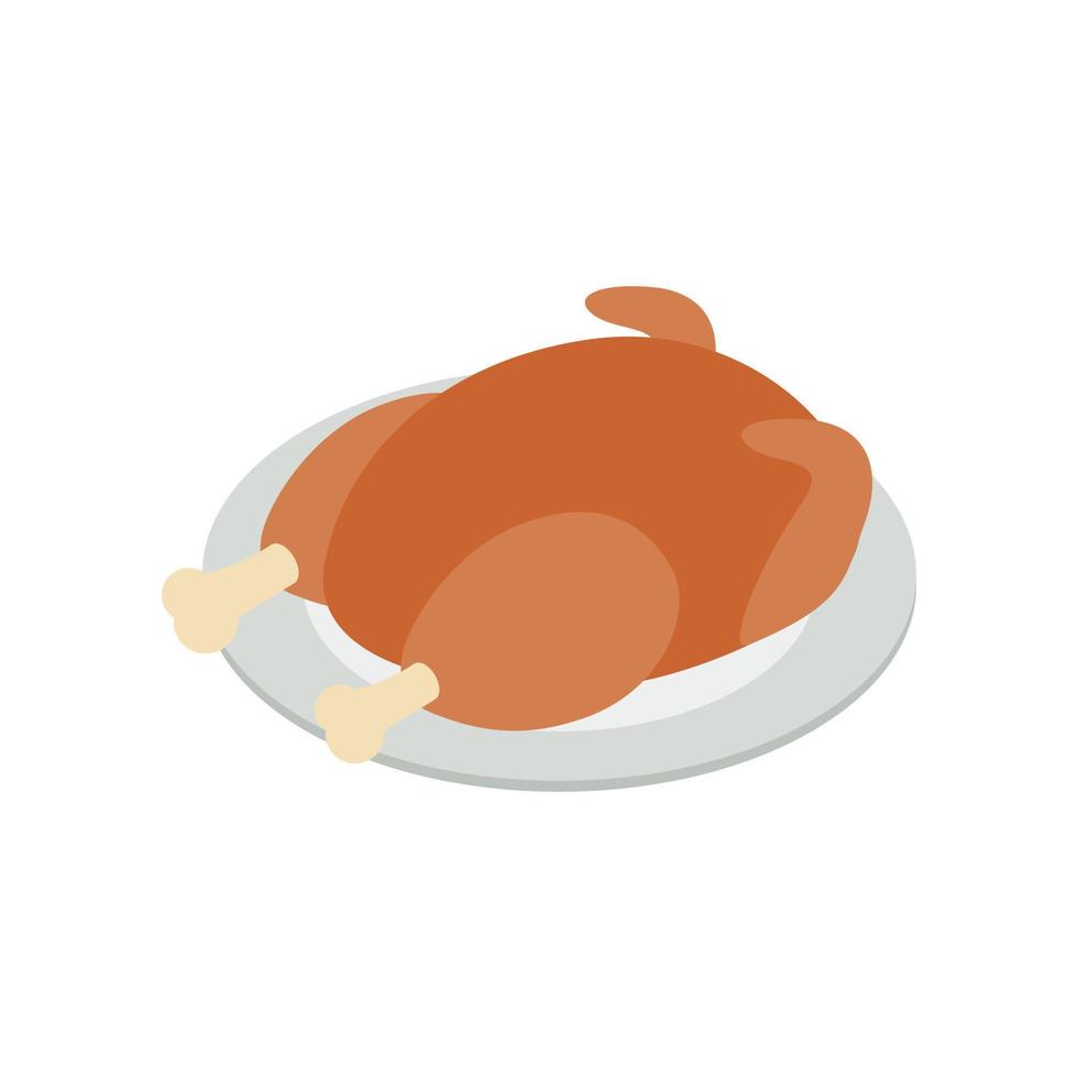 Fried turkey isometric 3d icon vector