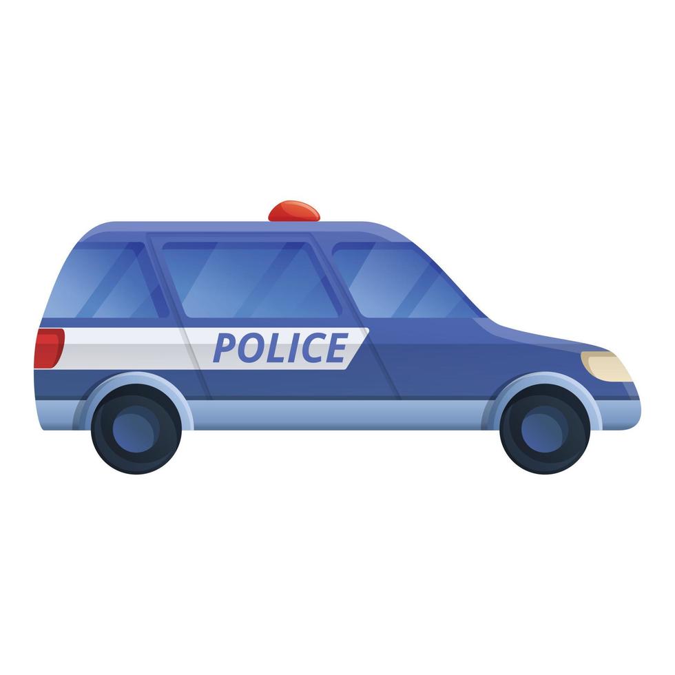 icono de coche de policía, estilo de dibujos animados vector