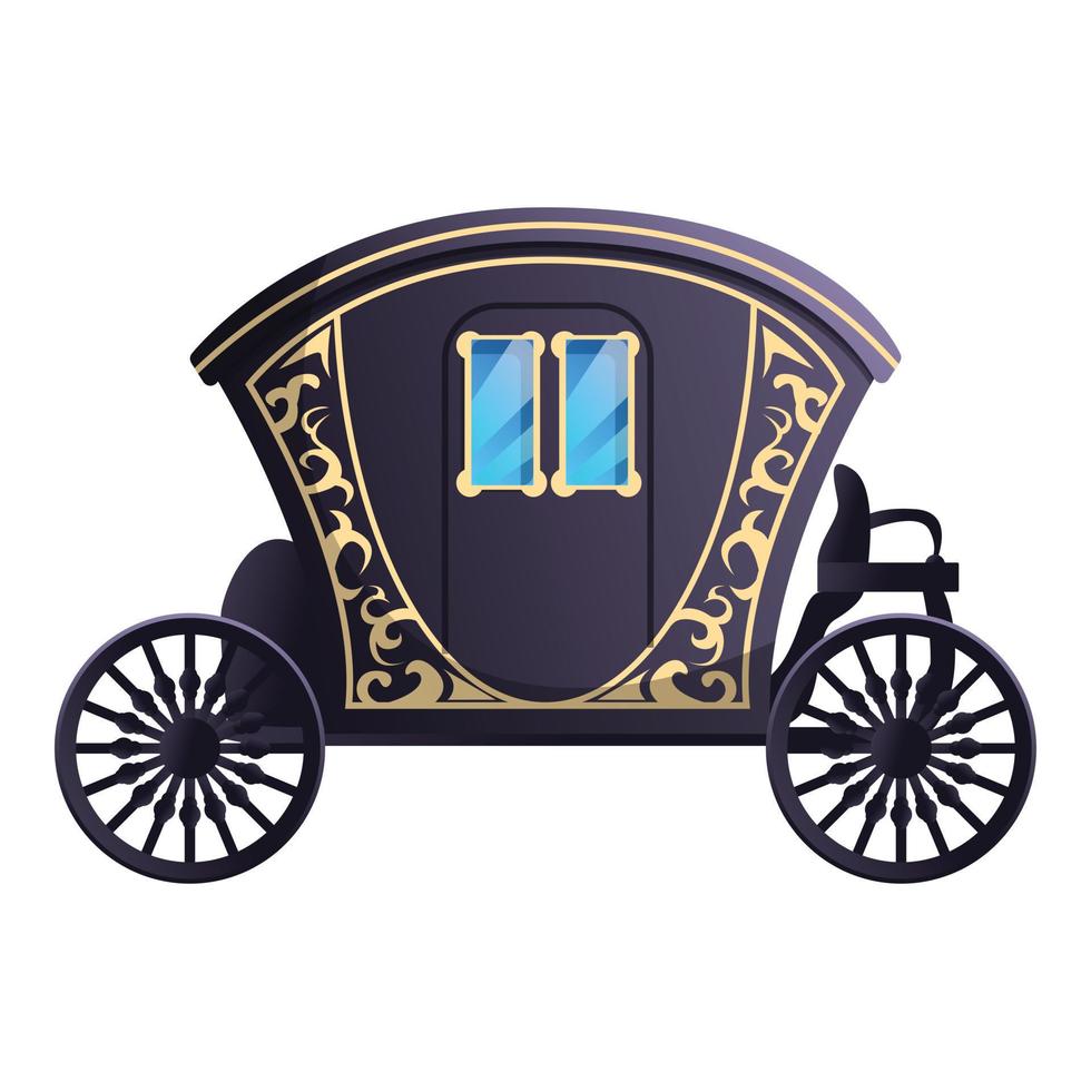 Fairytale carriage icon, cartoon style vector