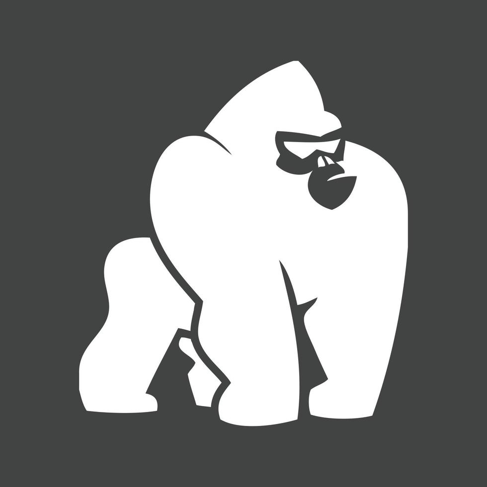 Gorilla Glyph Inverted Icon vector