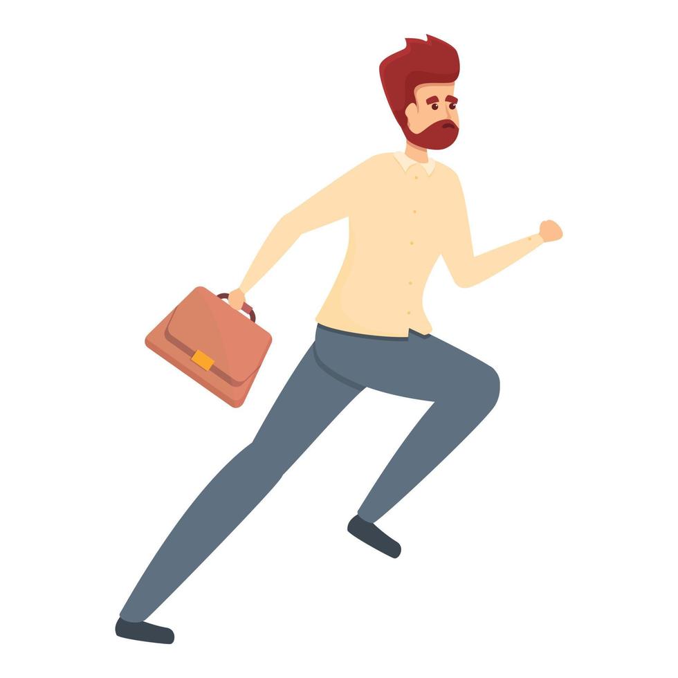 Rush job briefcase running icon, cartoon style vector