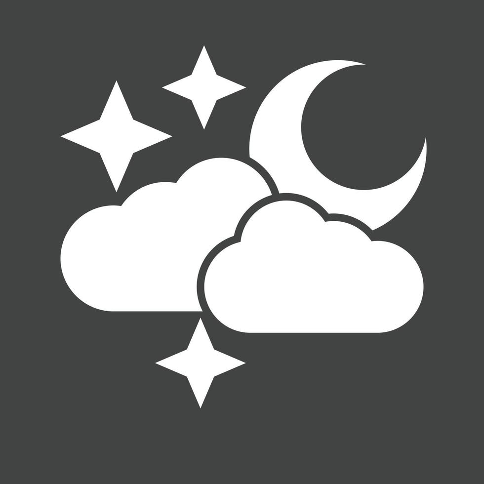 Cloudy with moon Glyph Inverted Icon vector
