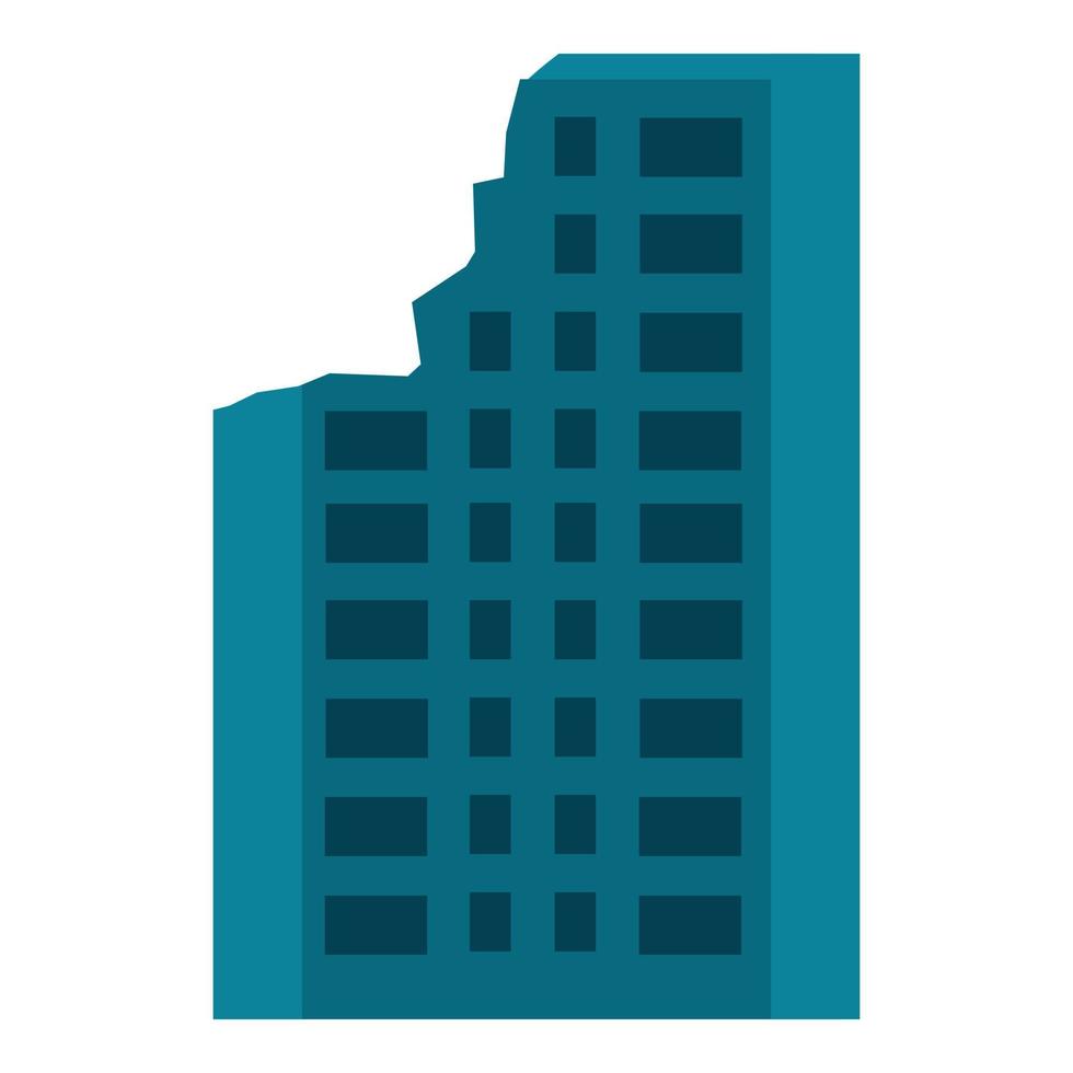 Destroyed city building icon, flat style vector