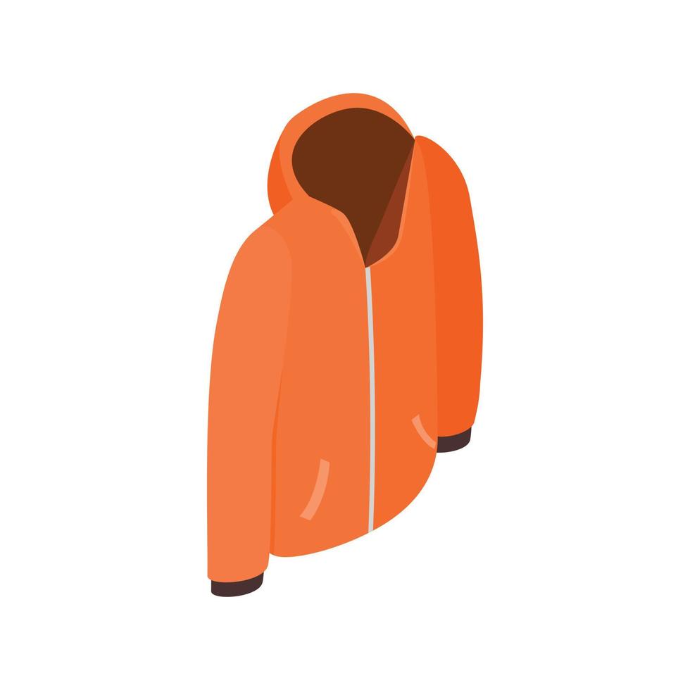 Orange hooded sweatshirt with zipper icon vector