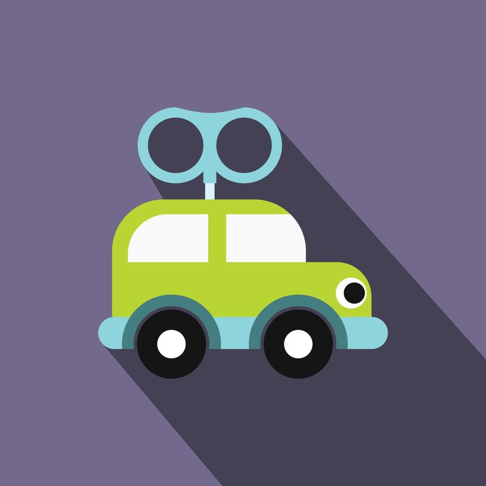 Clockwork toy car flat icon vector