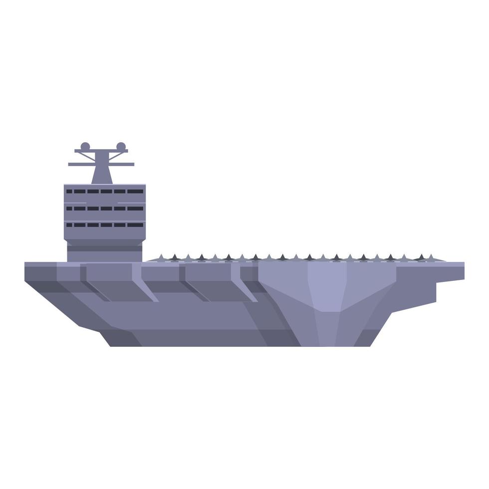 Aircraft carrier ship icon, cartoon style vector